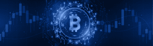 This Image Shows The Bitcoin Trading Symbol With A Blue Background. It'S Related To An Article On Bitcoin